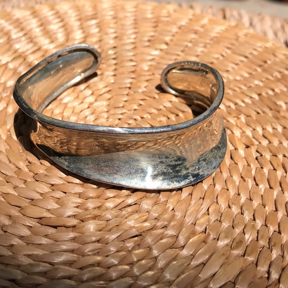 Asymmetric silver cuff bracelet